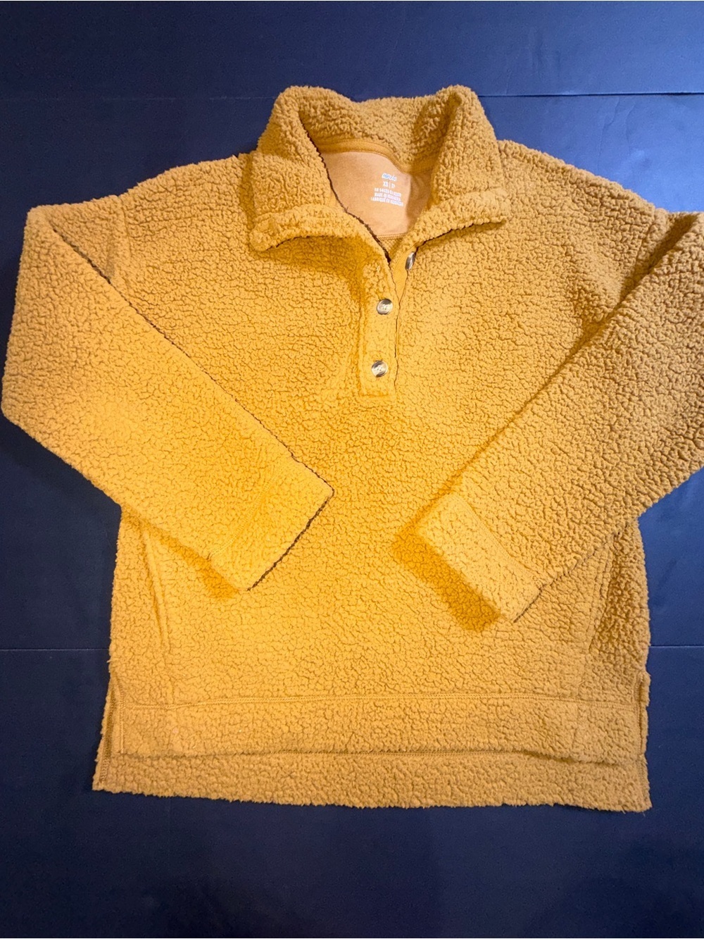 Aerie Mustard Brown Yellow Sherpa Pullover Sweater